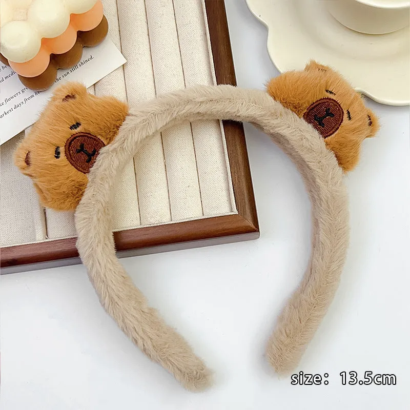 Children's cartoon plush large intestine headdress barrettes for girls with rubber band and BB clip
