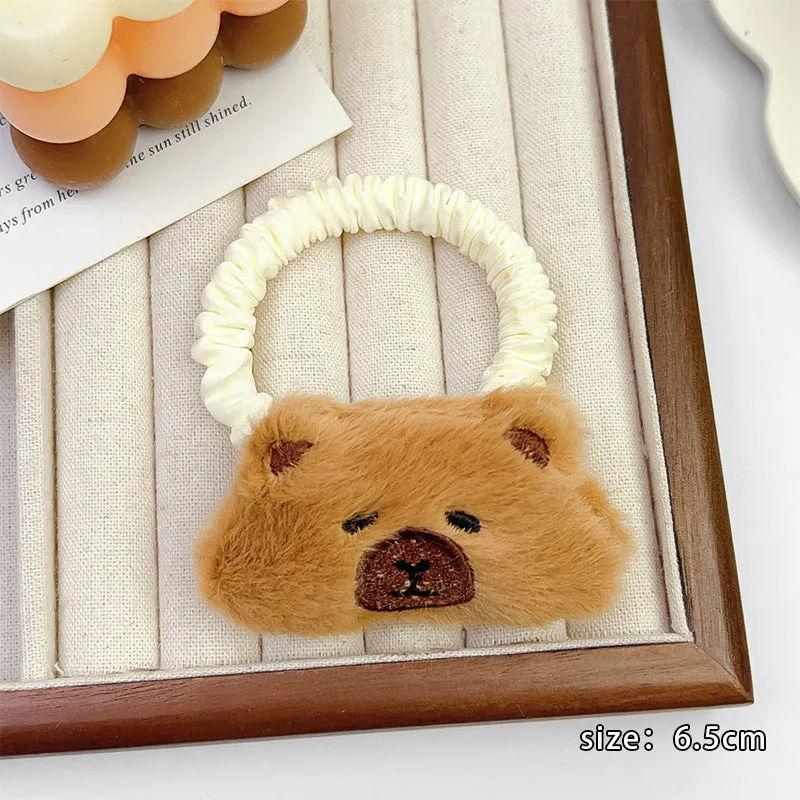 Children's cartoon plush large intestine headdress barrettes for girls with rubber band and BB clip