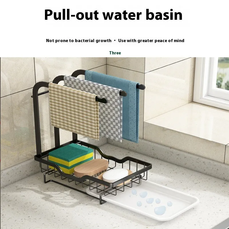 Foldable plastic kitchen storage rack for draining rags and tea towels in new Chinese style