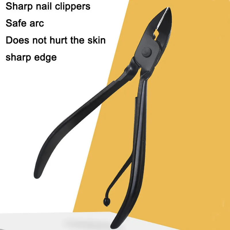 Professional stainless steel manicure and pedicure tool set in black leather case with nail clippers, cuticle pliers, and cuticle knife