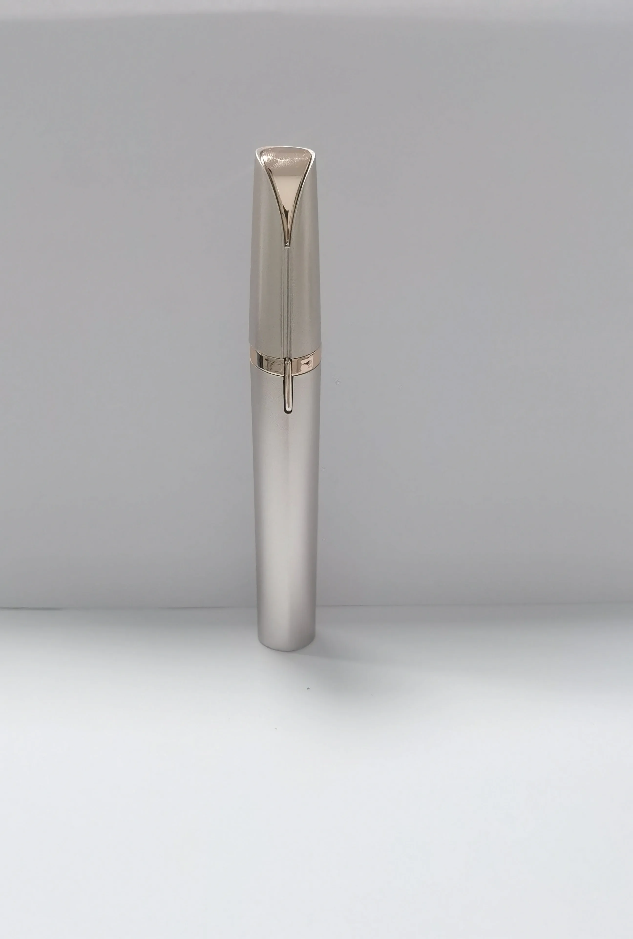 Mini electric eyebrow trimmer lipstick style with LED light and gold plated head for painless hair removal