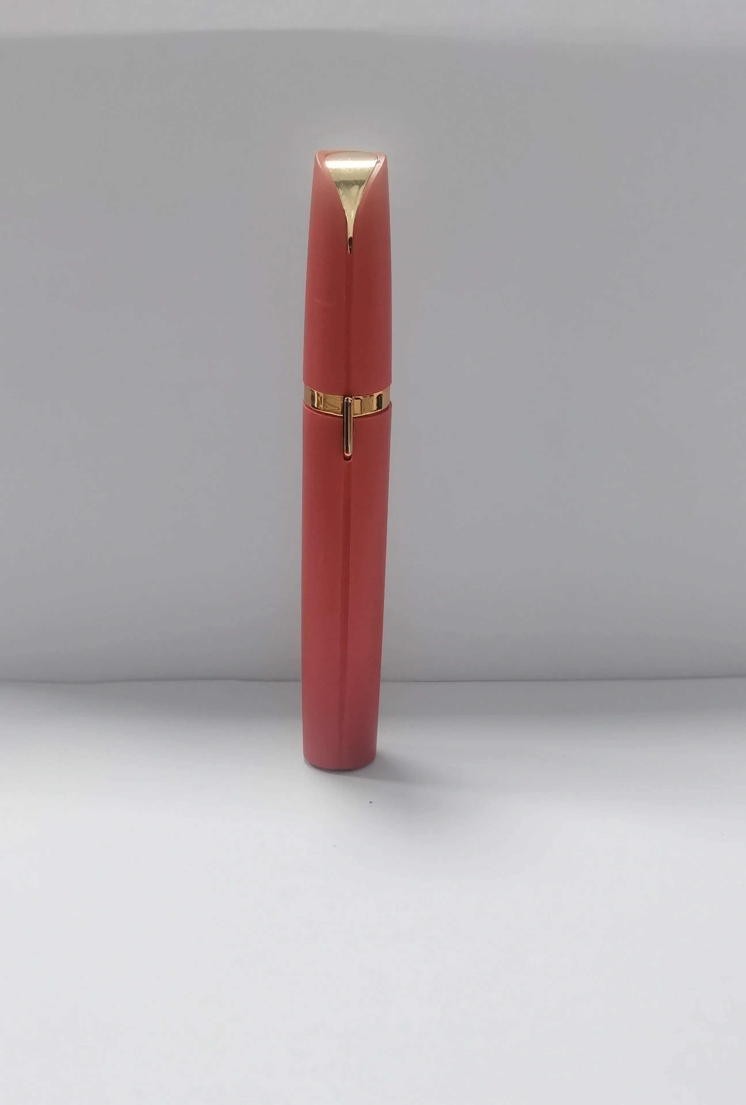 Mini electric eyebrow trimmer lipstick style with LED light and gold plated head for painless hair removal