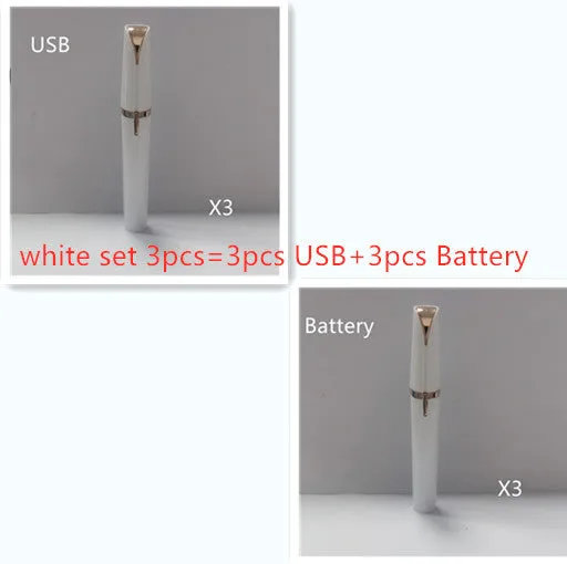 Mini electric eyebrow trimmer lipstick style with LED light and gold plated head for painless hair removal