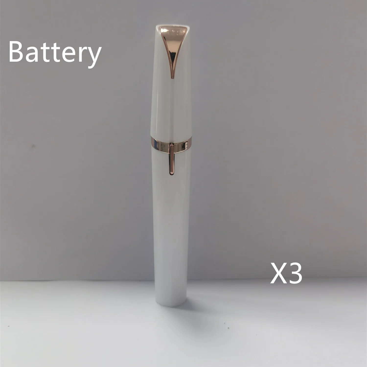 Mini electric eyebrow trimmer lipstick style with LED light and gold plated head for painless hair removal