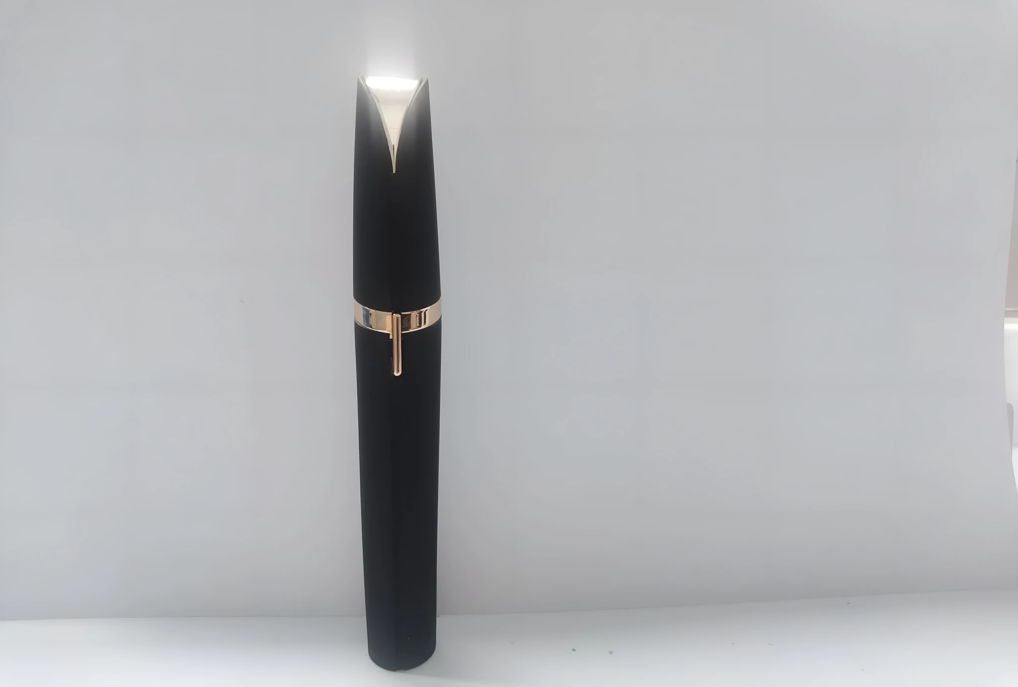Mini electric eyebrow trimmer lipstick style with LED light and gold plated head for painless hair removal