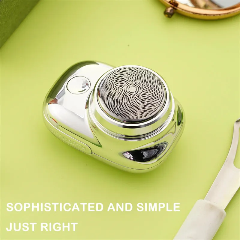 Mini portable rechargeable USB electric shaver with aluminium metal body and rotary 1-blade head