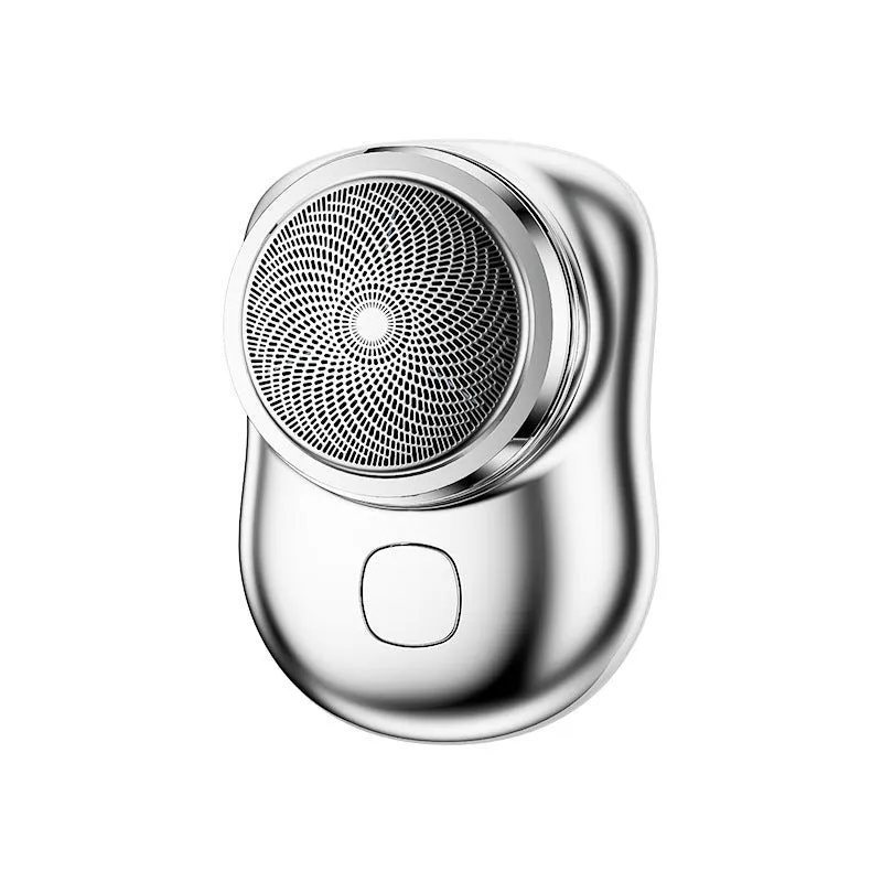Mini portable rechargeable USB electric shaver with aluminium metal body and rotary 1-blade head