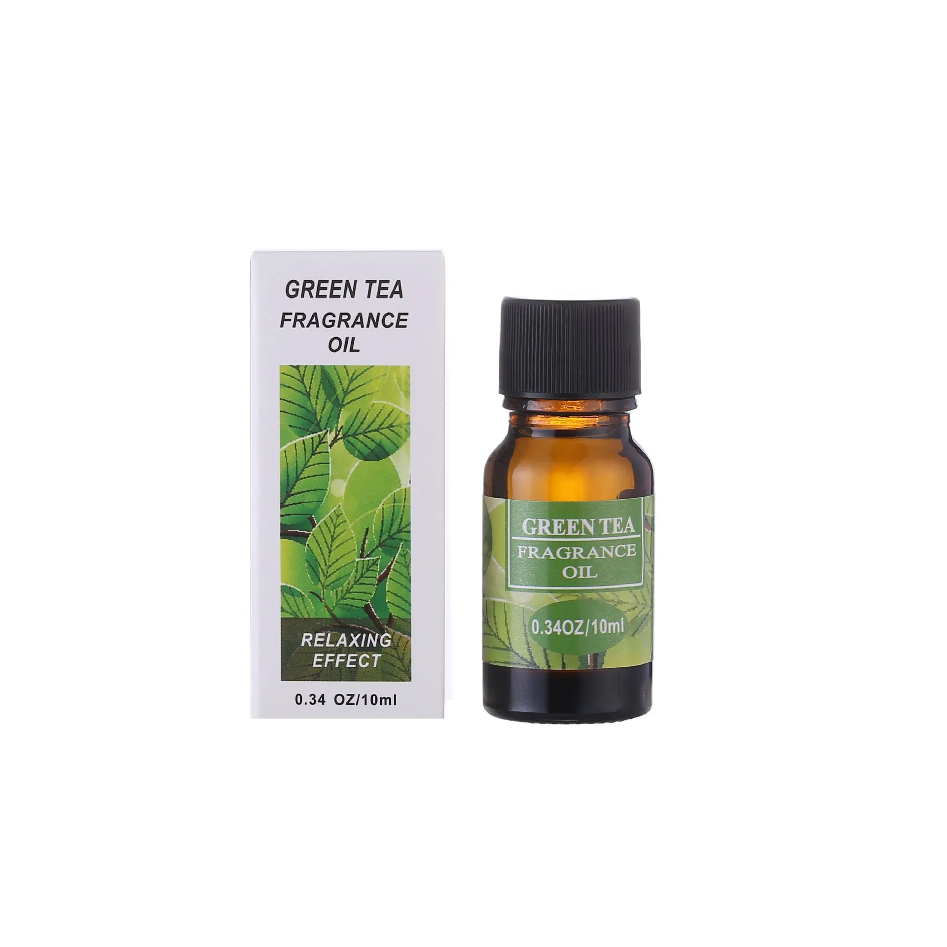 Set of 12 small glass bottles of aromatherapy essential oil, 10ml each, with labels showing Lavender, Rose, Lemon, and other fragrances.