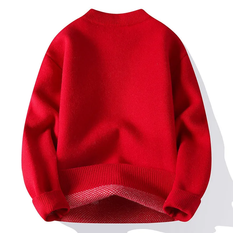 Men's loose fit knitted pullover sweater with ribbed hemline in various colours