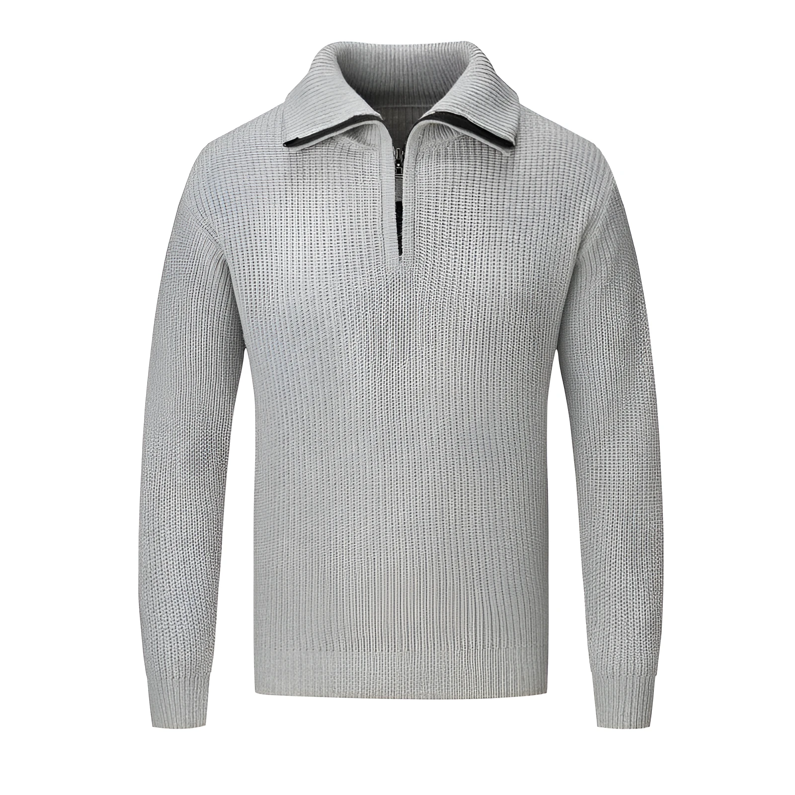 Men's slim fit solid colour pullover sweater in a polyester blend fabric for autumn and winter.
