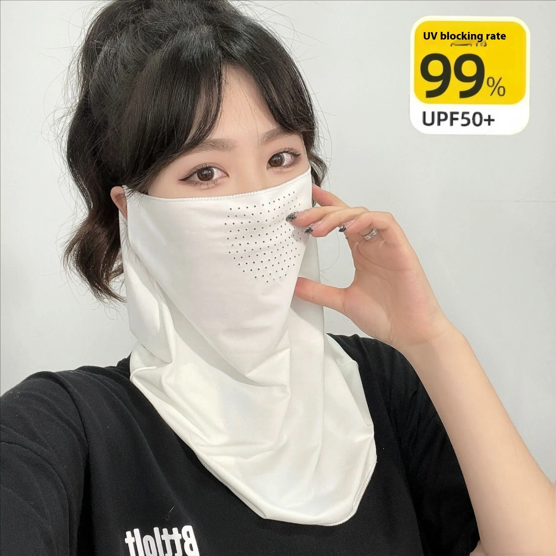 Breathable nylon outdoor cycling mask with UPF50 sun protection half cover in black