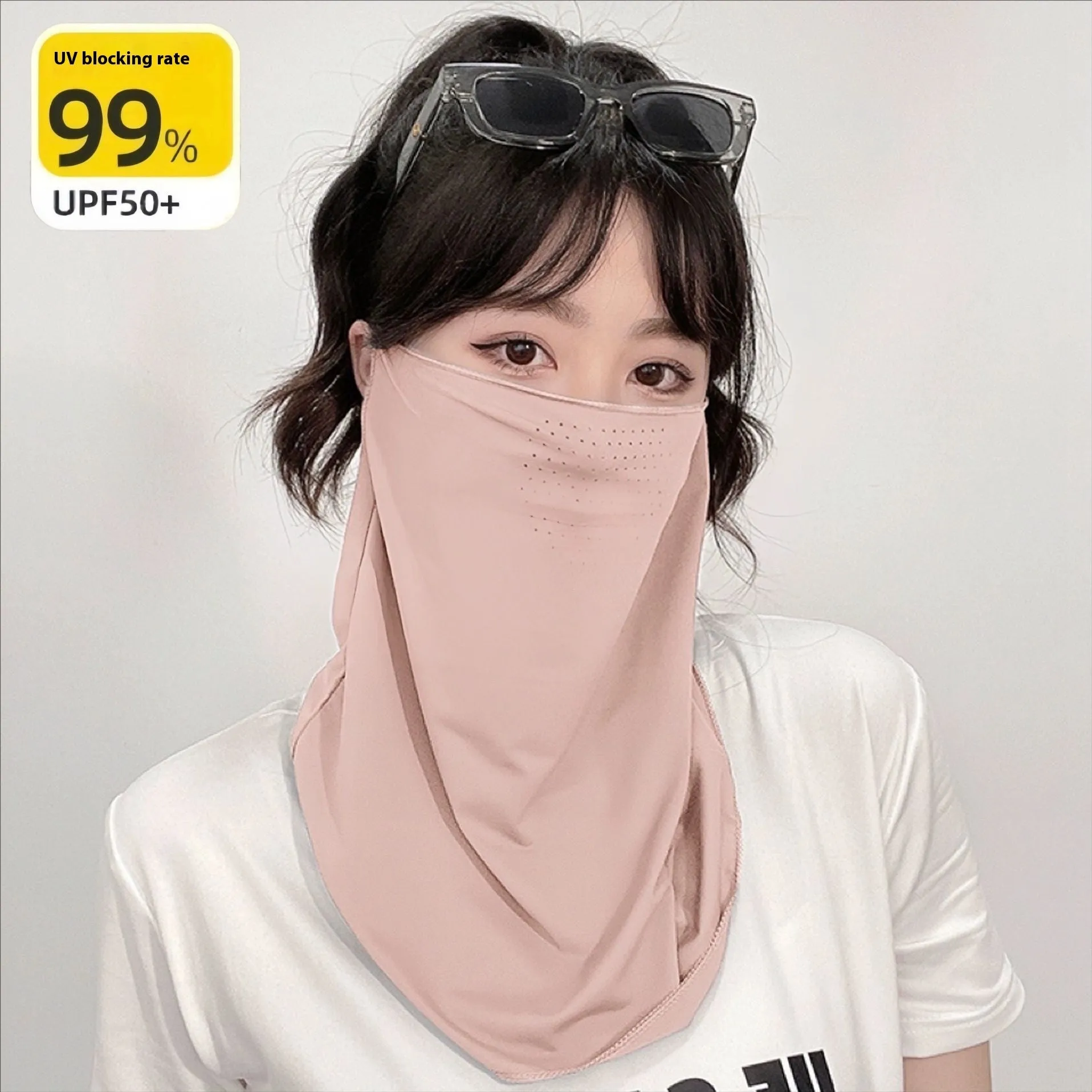 Breathable nylon outdoor cycling mask with UPF50 sun protection half cover in black