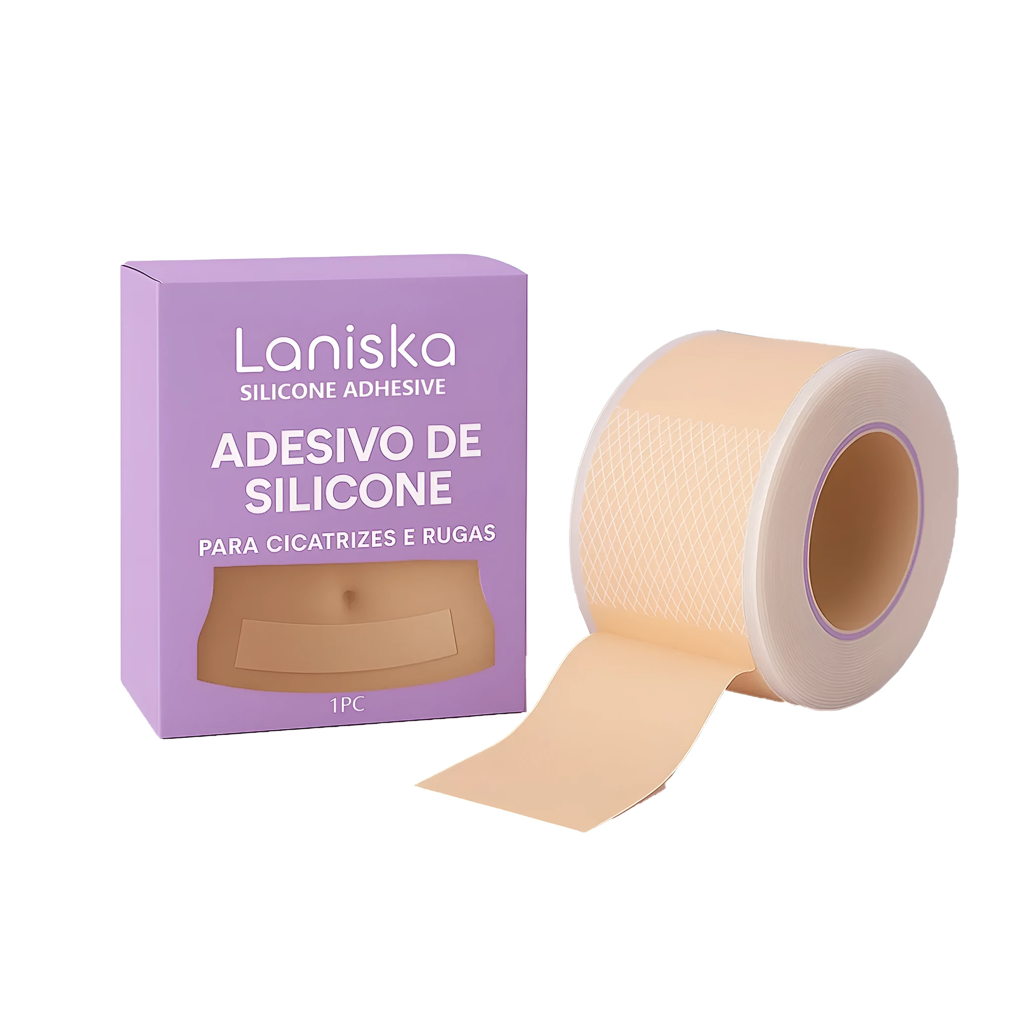 Silicone scar patch roll in clear packaging, 300cm length, for surgical and keloid scar treatment
