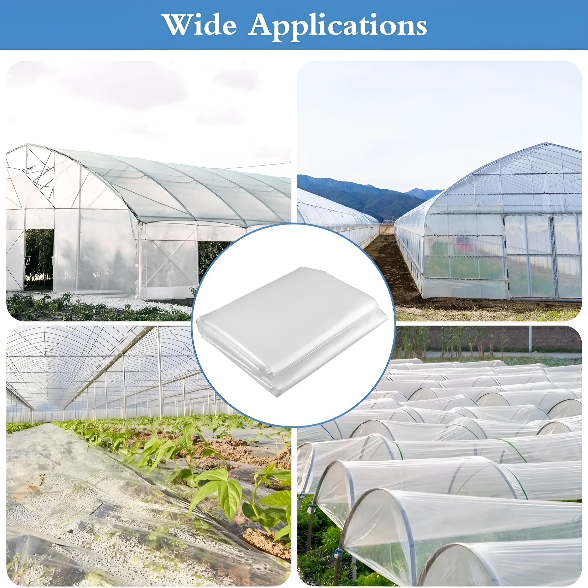 Roll of 4x8 metre plastic greenhouse film for vegetable shed cold protection