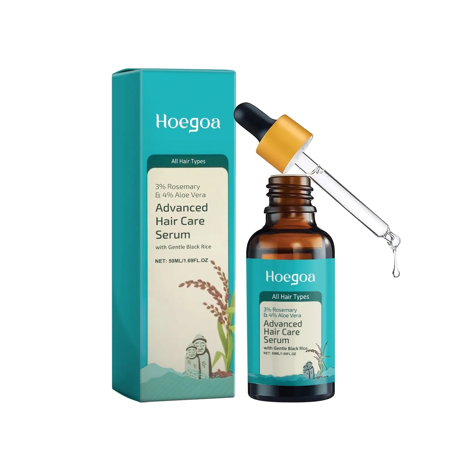 50ml hair care serum bottle with ginger root oil rosemary oil and aloe extract
