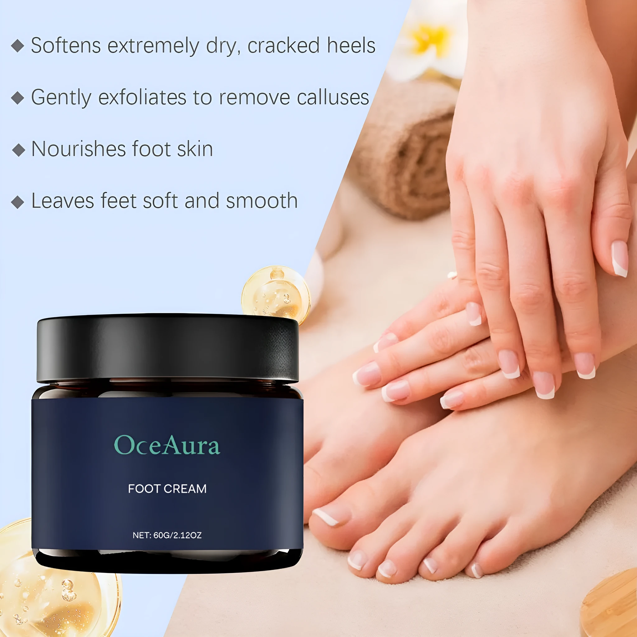 Nourishing foot care cream tube 60g with salicylic acid honey and urea for dry cracked heels