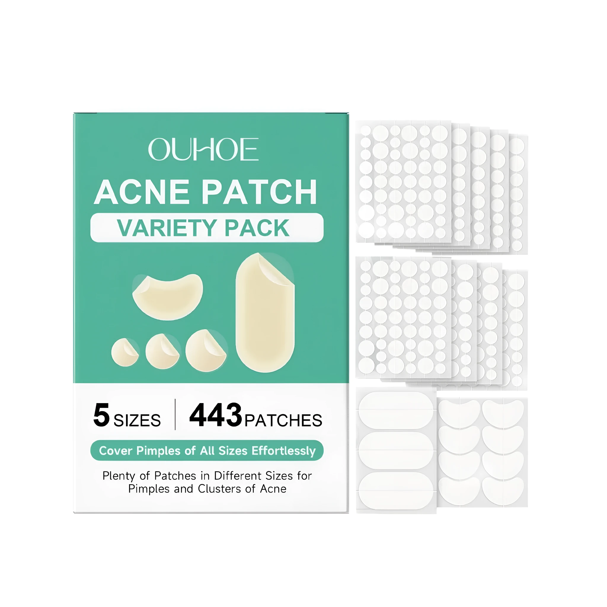 Pack of 443 hydrocolloid acne concealer patches with tea tree oil and salicylic acid for spot treatment