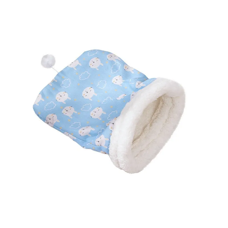 A soft flannel cat sleeping bag nest bed measuring 50 by 40 cm.