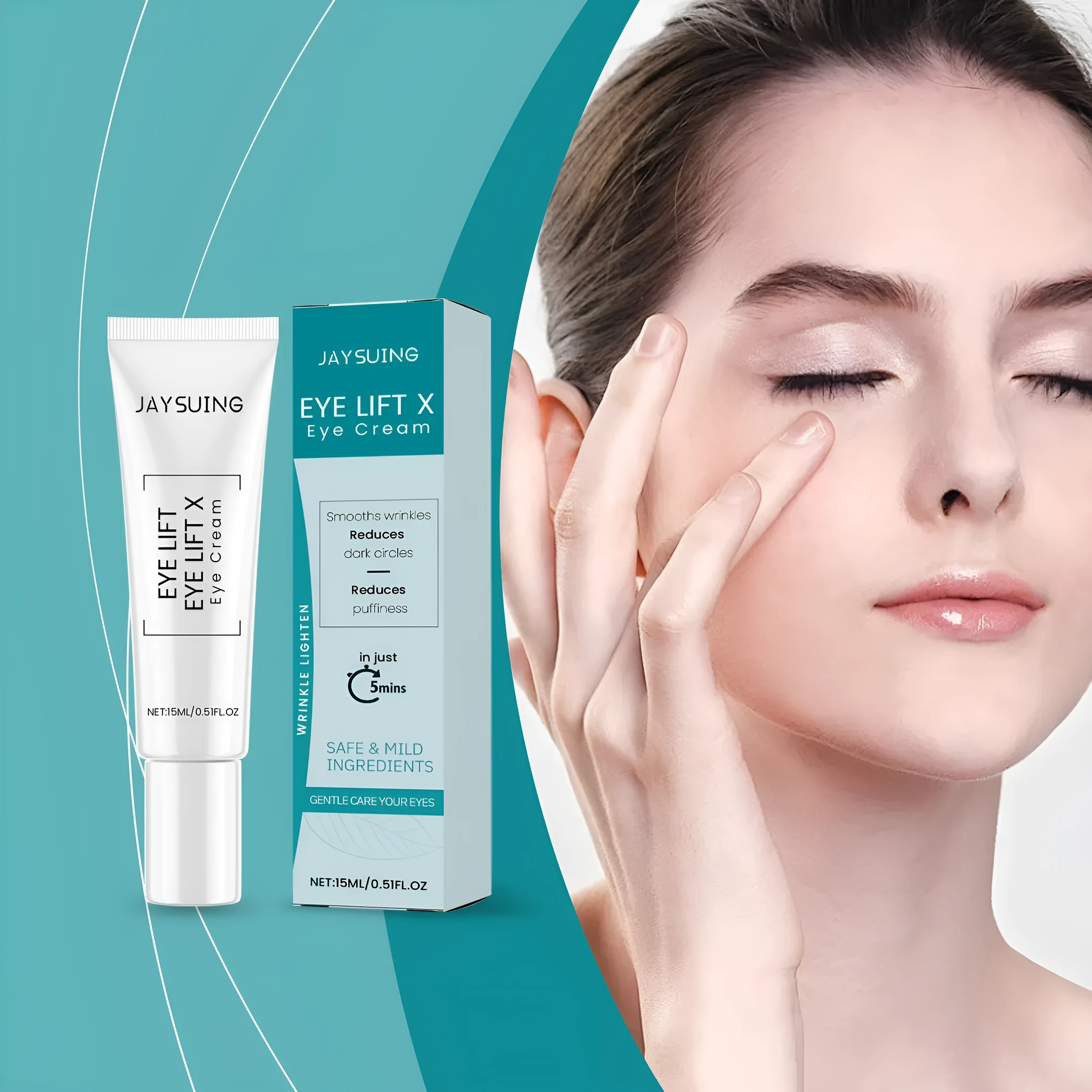Hydrating Elastic Moisturising Care Eye Cream 15ml tube with hyaluronic acid and vitamin E for eye contour