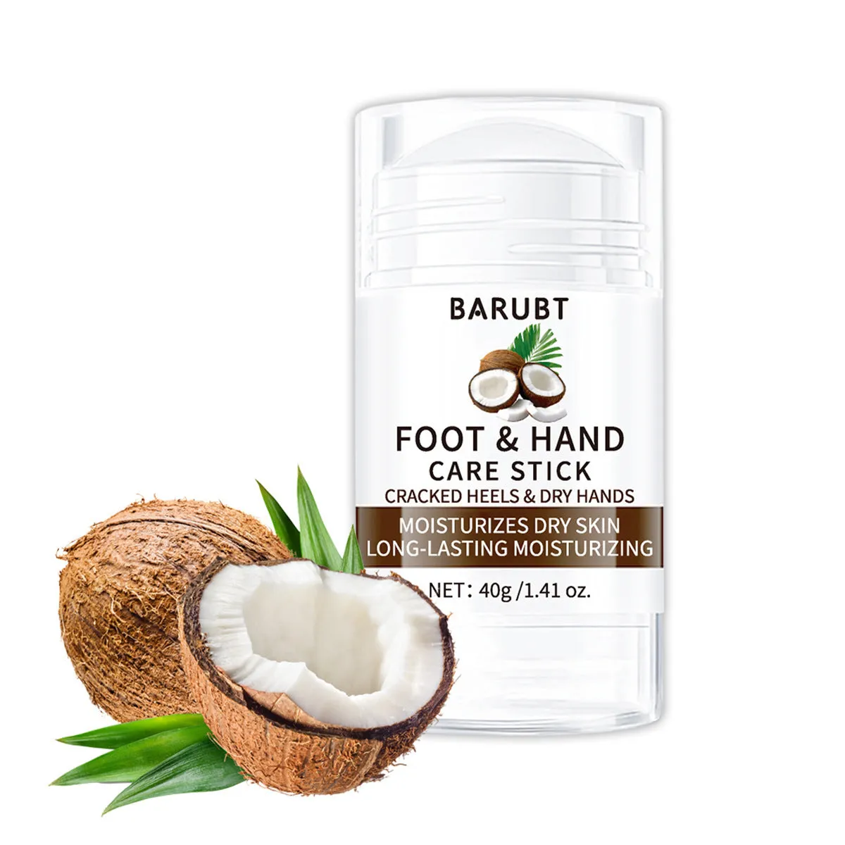 Peach hand and foot cream in 72g tube on plain background