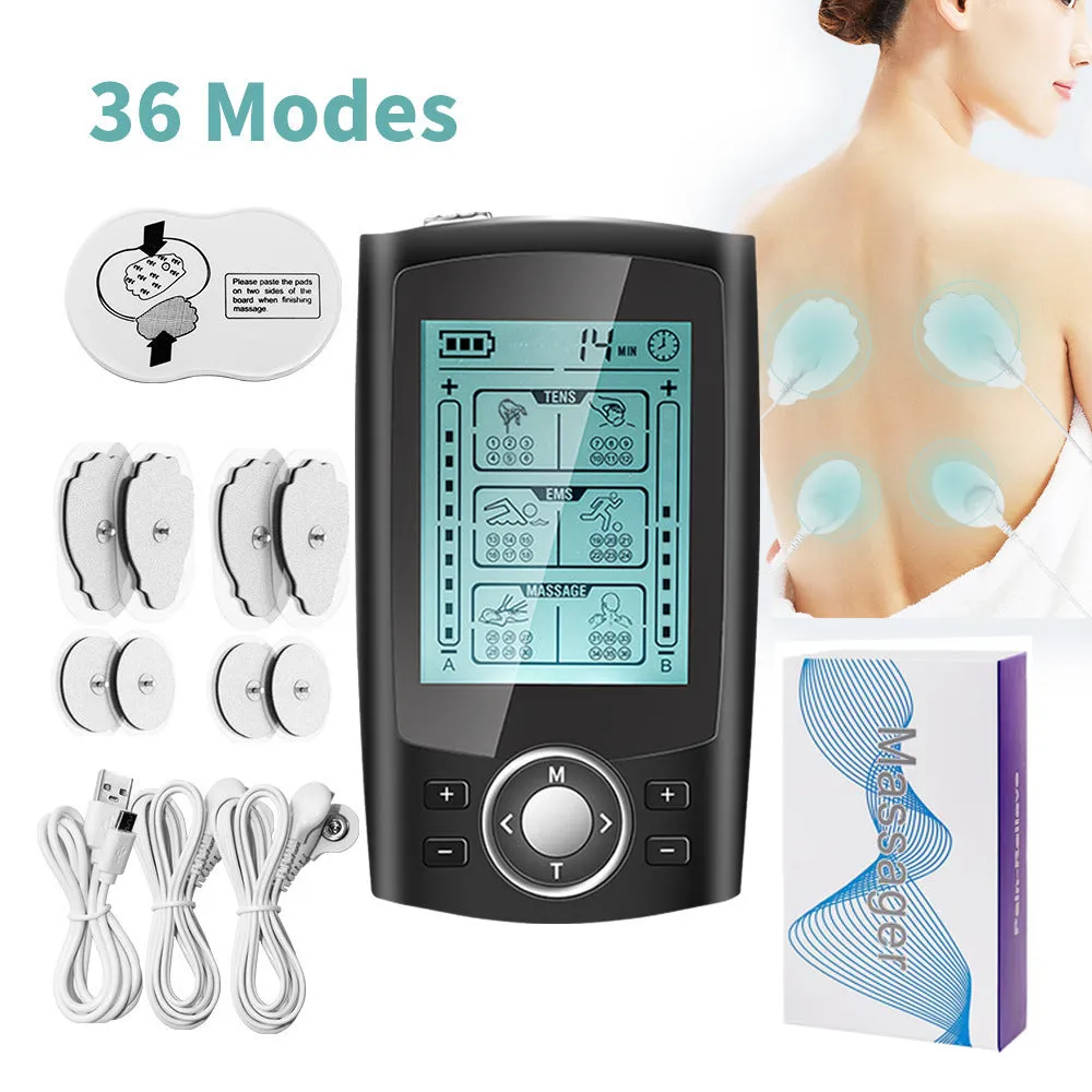 Charging pulse physiotherapy massager with handheld remote control USB rechargeable TENS EMS muscle stimulator