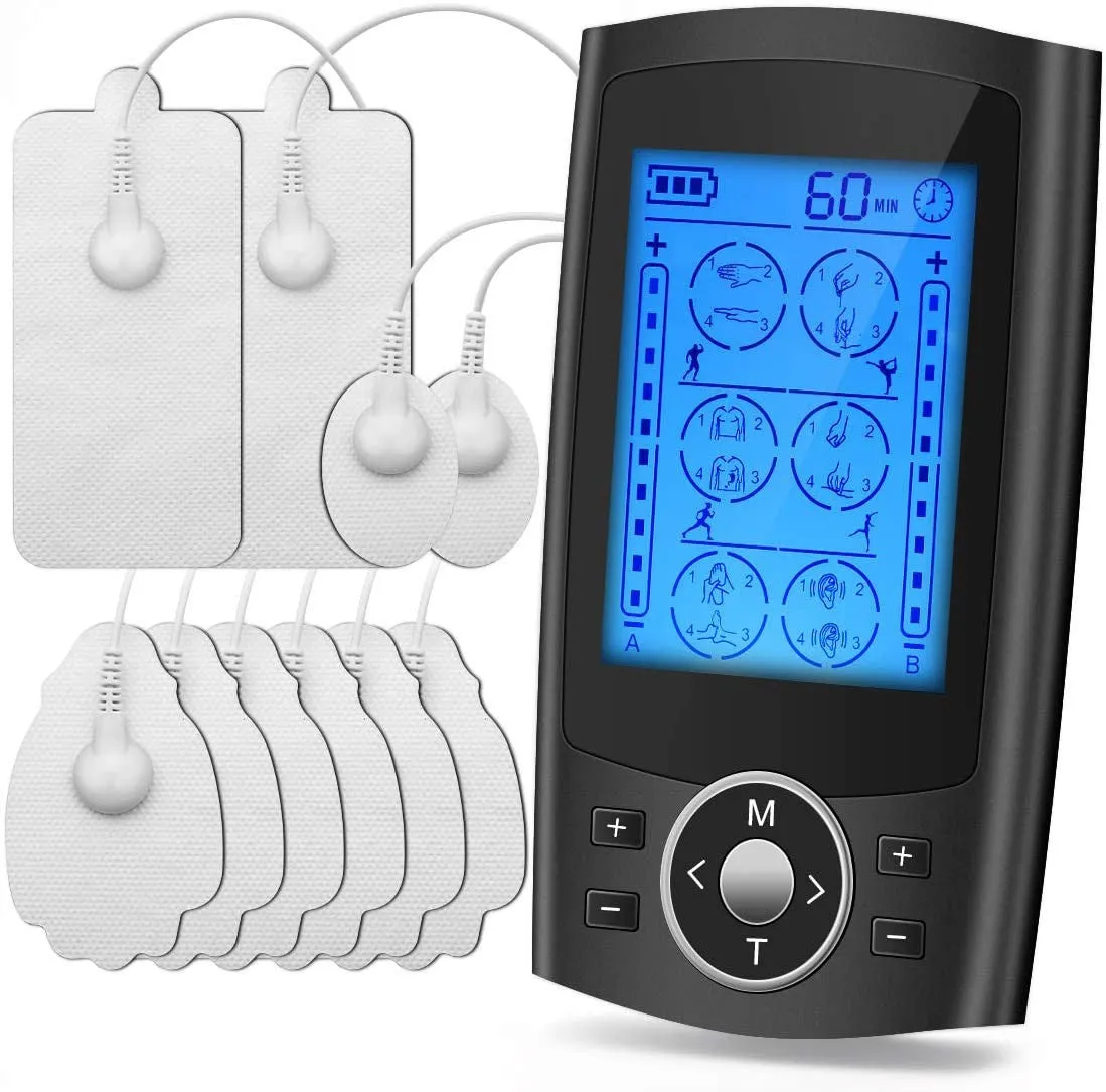 Charging pulse physiotherapy massager with handheld remote control USB rechargeable TENS EMS muscle stimulator