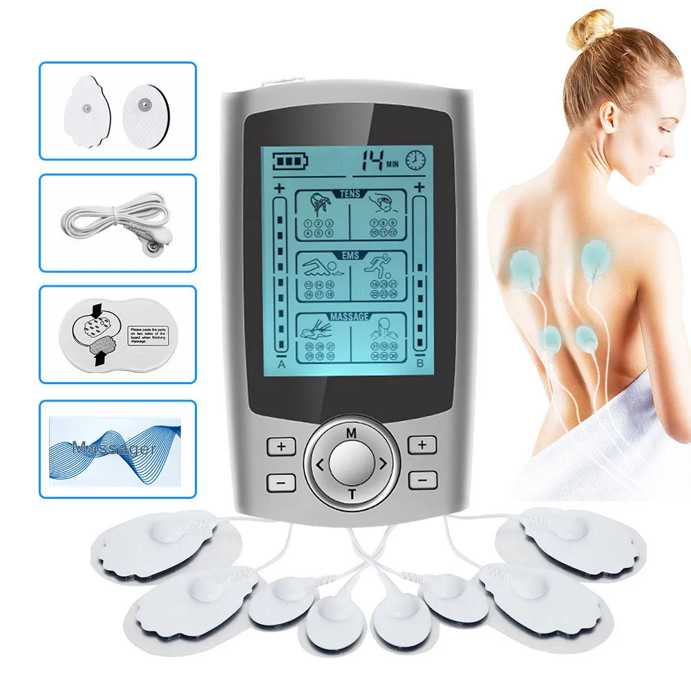 Charging pulse physiotherapy massager with handheld remote control USB rechargeable TENS EMS muscle stimulator