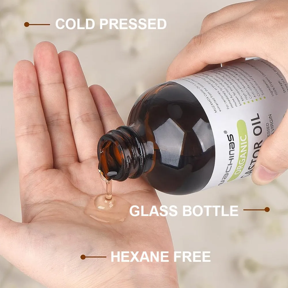 Organic cold pressed castor oil 237ml bottle for moisturising skin and hair