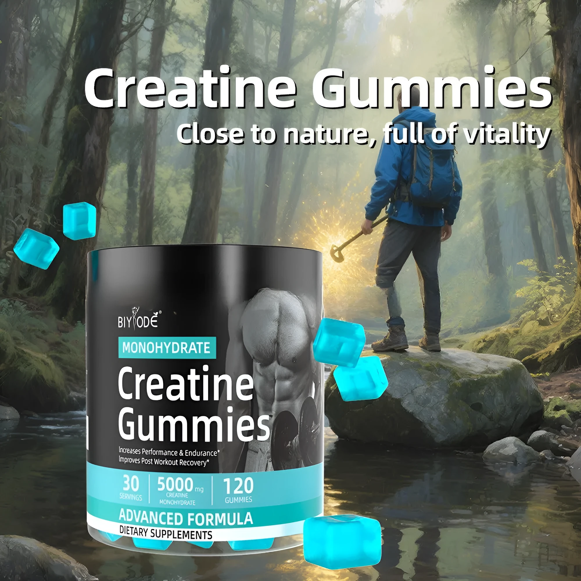 Bottle of Water Creatine Jelly 120 tablets for men and women
