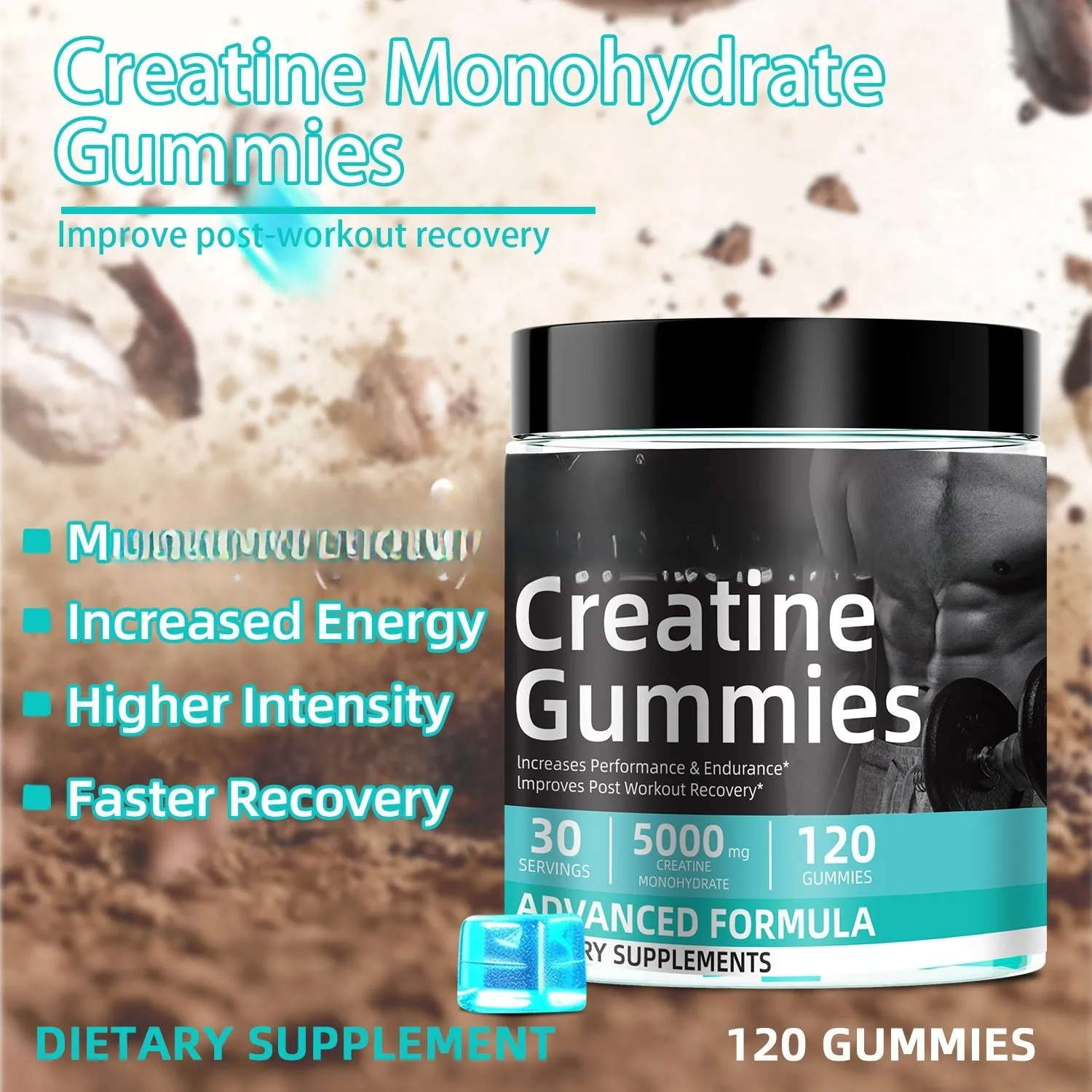 Bottle of Water Creatine Jelly 120 tablets for men and women