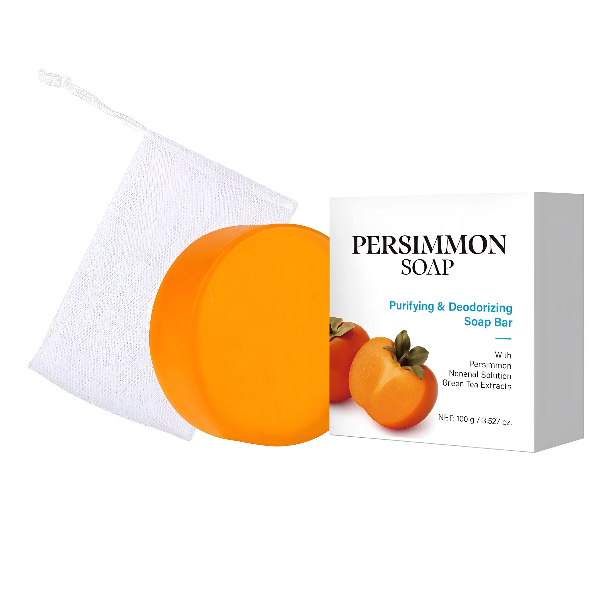 Persimmon deodorant soap bar 100g natural unscented cleansing bar for body odour control FPA040