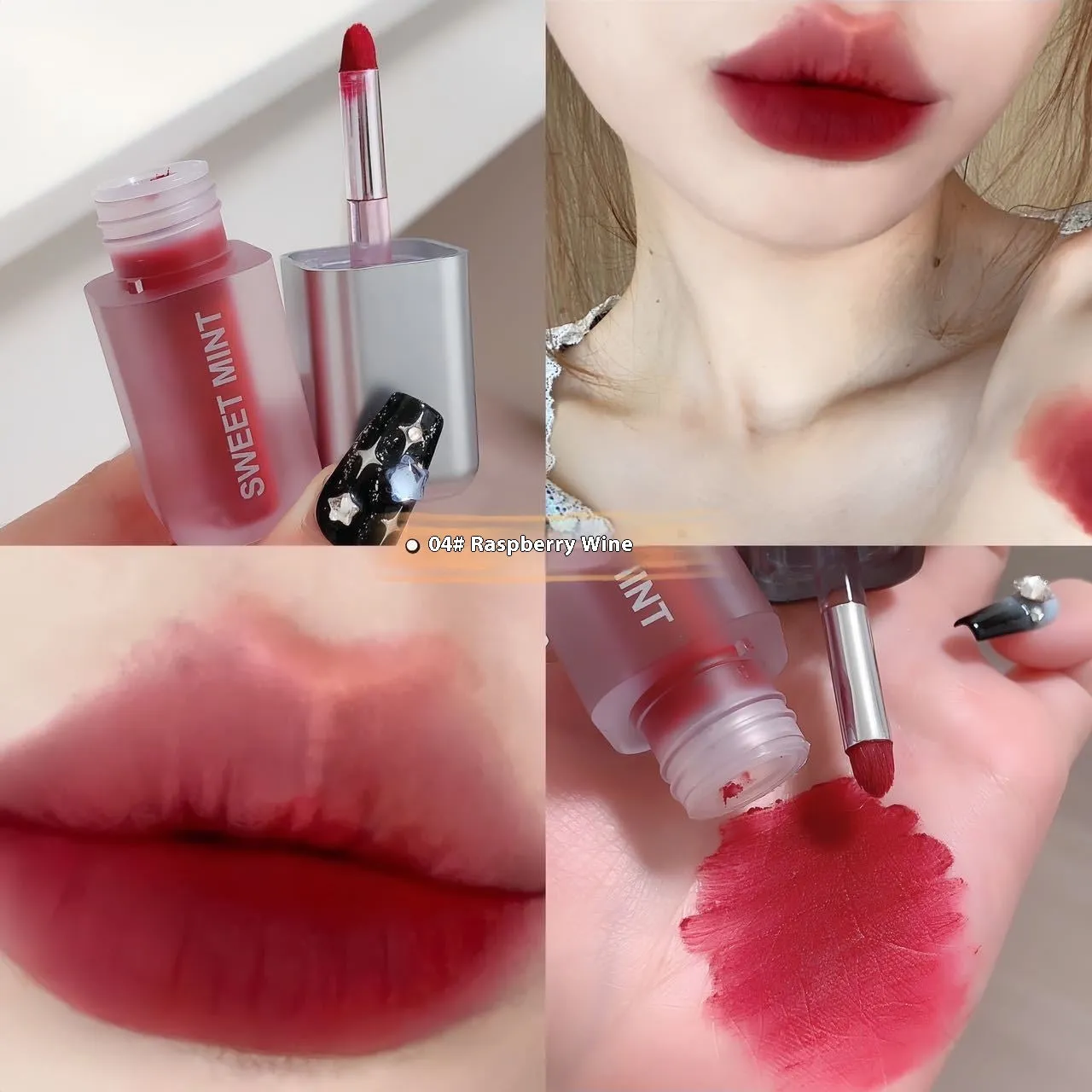 Velvet lip lacquer matte finish in oat roasted chestnut shade, 3.2g tube
