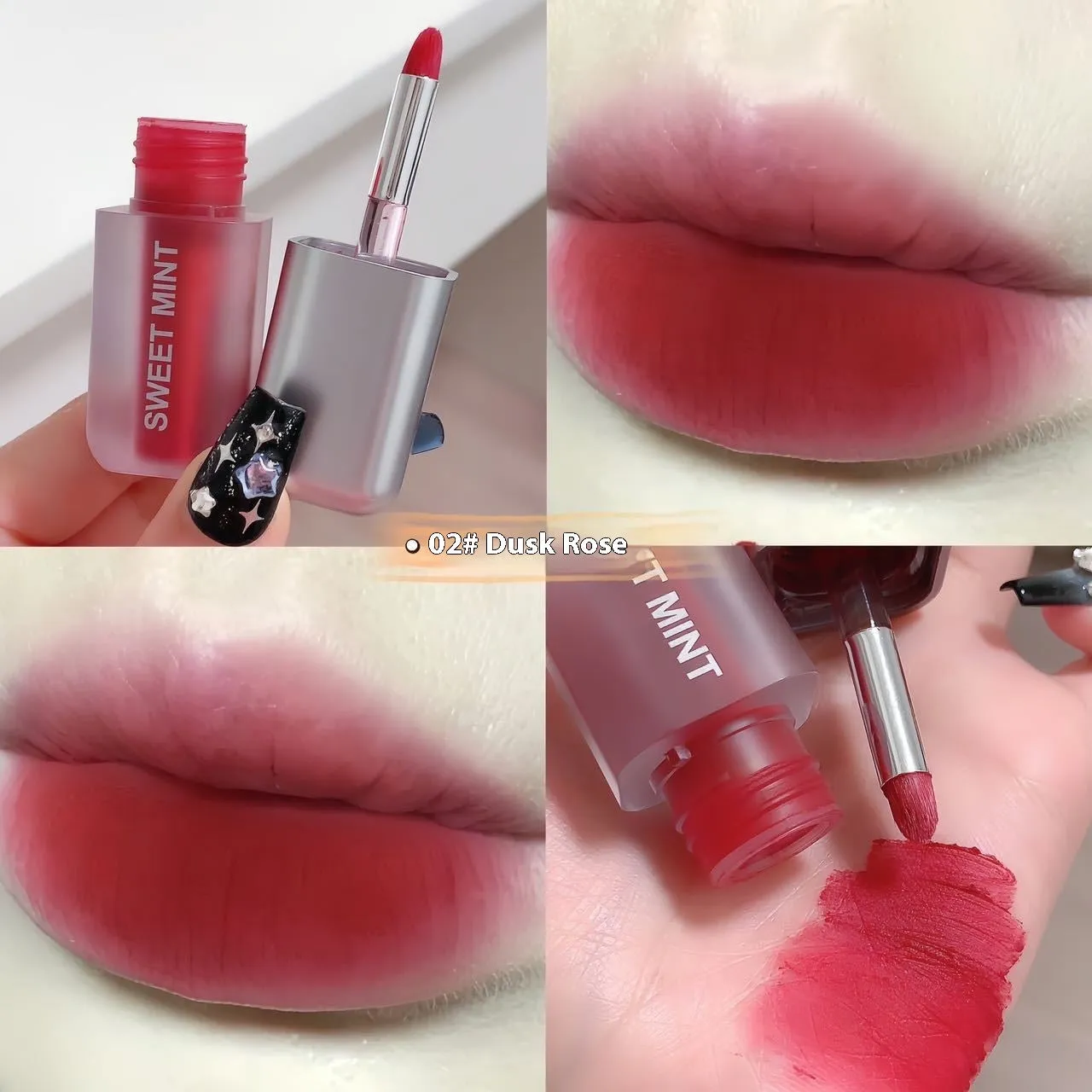 Velvet lip lacquer matte finish in oat roasted chestnut shade, 3.2g tube