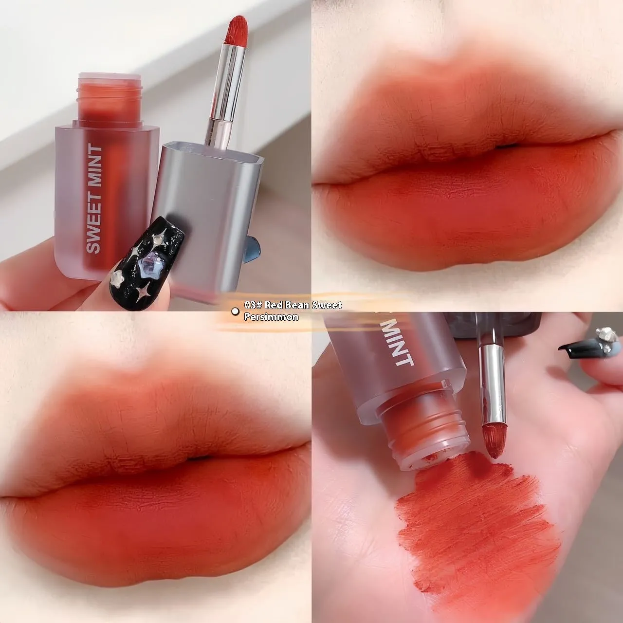 Velvet lip lacquer matte finish in oat roasted chestnut shade, 3.2g tube