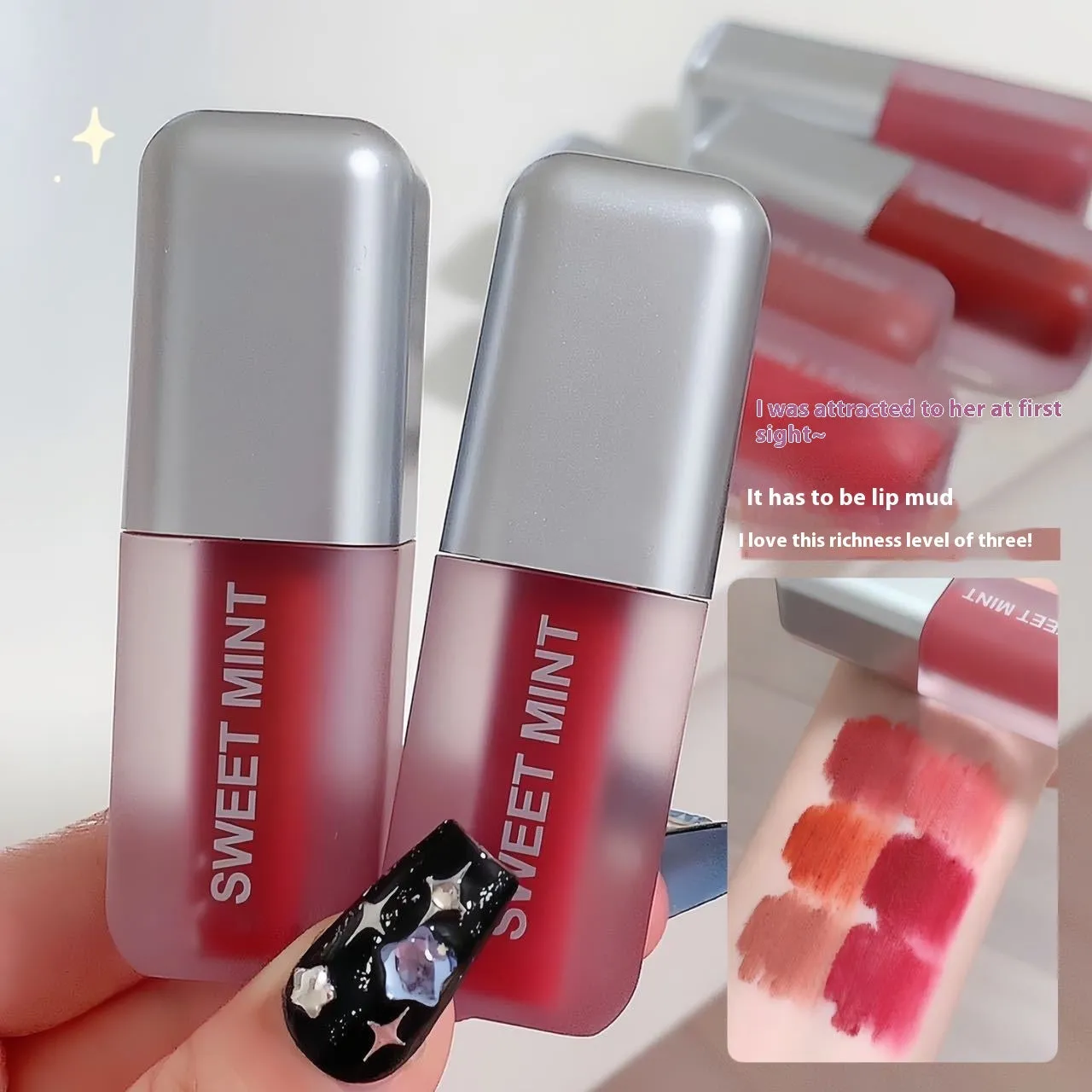 Velvet lip lacquer matte finish in oat roasted chestnut shade, 3.2g tube