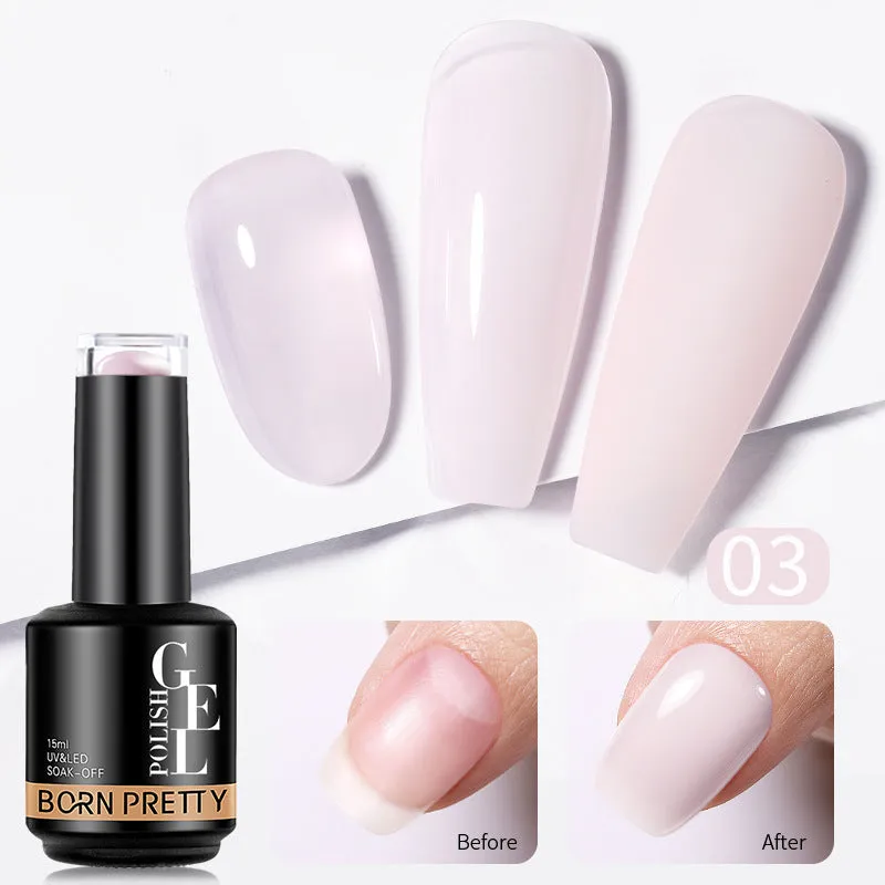 Nail colour powder transparent phototherapy plastic gel in 15g pot with nude and cold colour options for shaping and reinforcement
