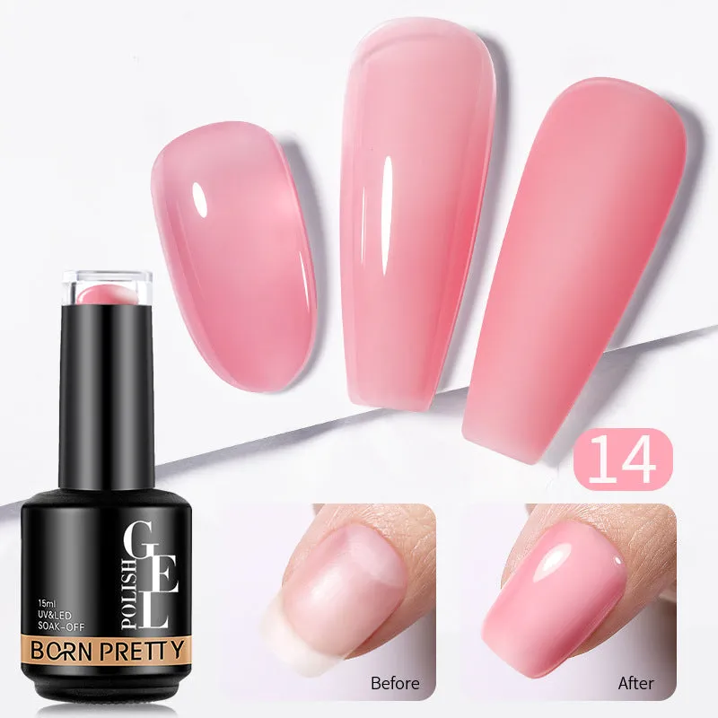 Nail colour powder transparent phototherapy plastic gel in 15g pot with nude and cold colour options for shaping and reinforcement