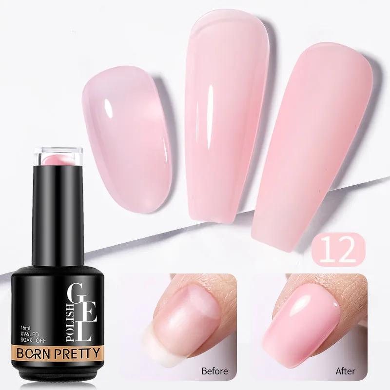 Nail colour powder transparent phototherapy plastic gel in 15g pot with nude and cold colour options for shaping and reinforcement