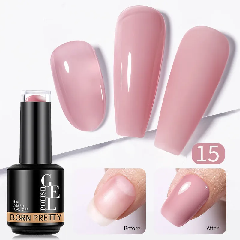 Nail colour powder transparent phototherapy plastic gel in 15g pot with nude and cold colour options for shaping and reinforcement