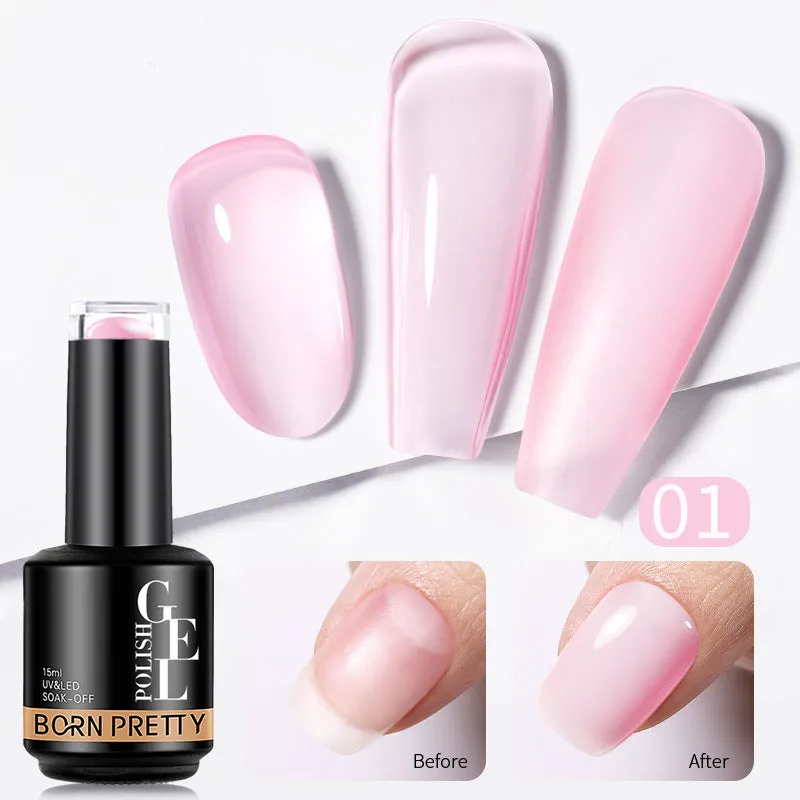 Nail colour powder transparent phototherapy plastic gel in 15g pot with nude and cold colour options for shaping and reinforcement