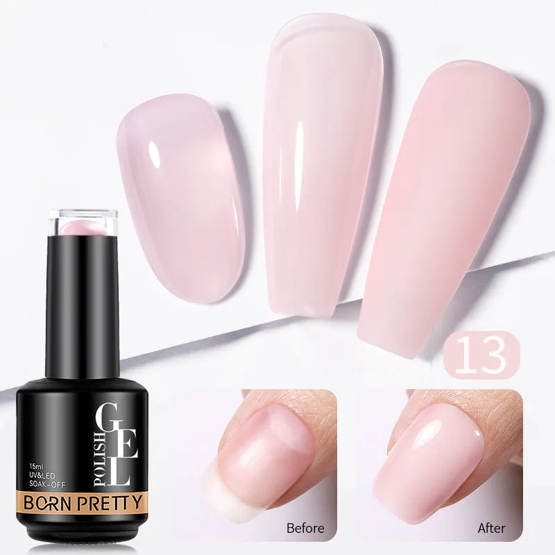 Nail colour powder transparent phototherapy plastic gel in 15g pot with nude and cold colour options for shaping and reinforcement