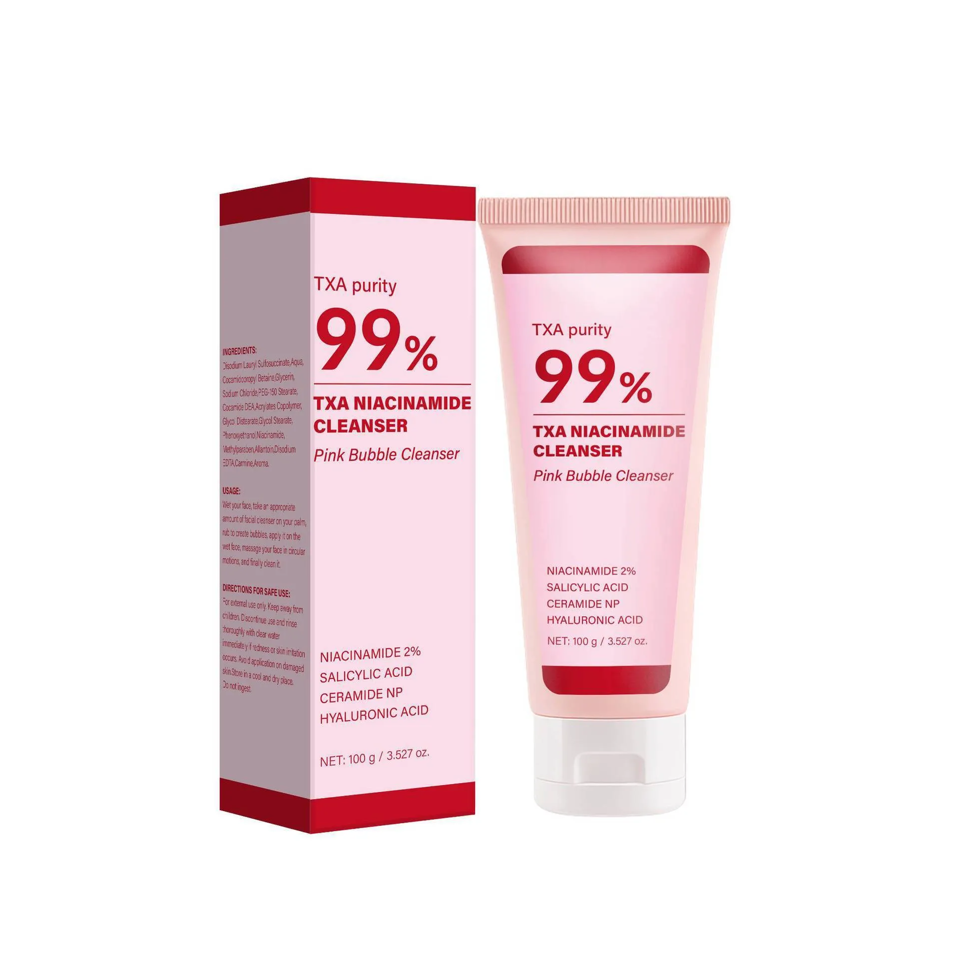Nicotinamide Bubble Facial Cleanser 100g tube foaming face wash for makeup removal
