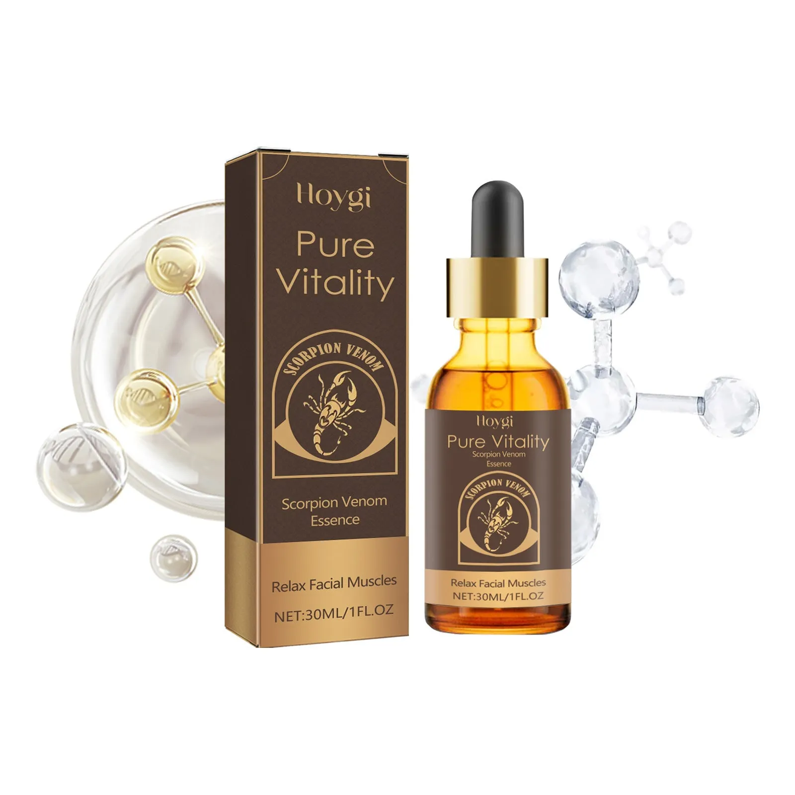 Firming and moisturising wrinkle fading essence 30ml bottle with hyaluronic acid and nicotinamide ingredients