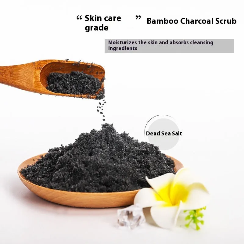Pure white body bamboo charcoal facial scrub 280g with moisturising cream set on a plain background