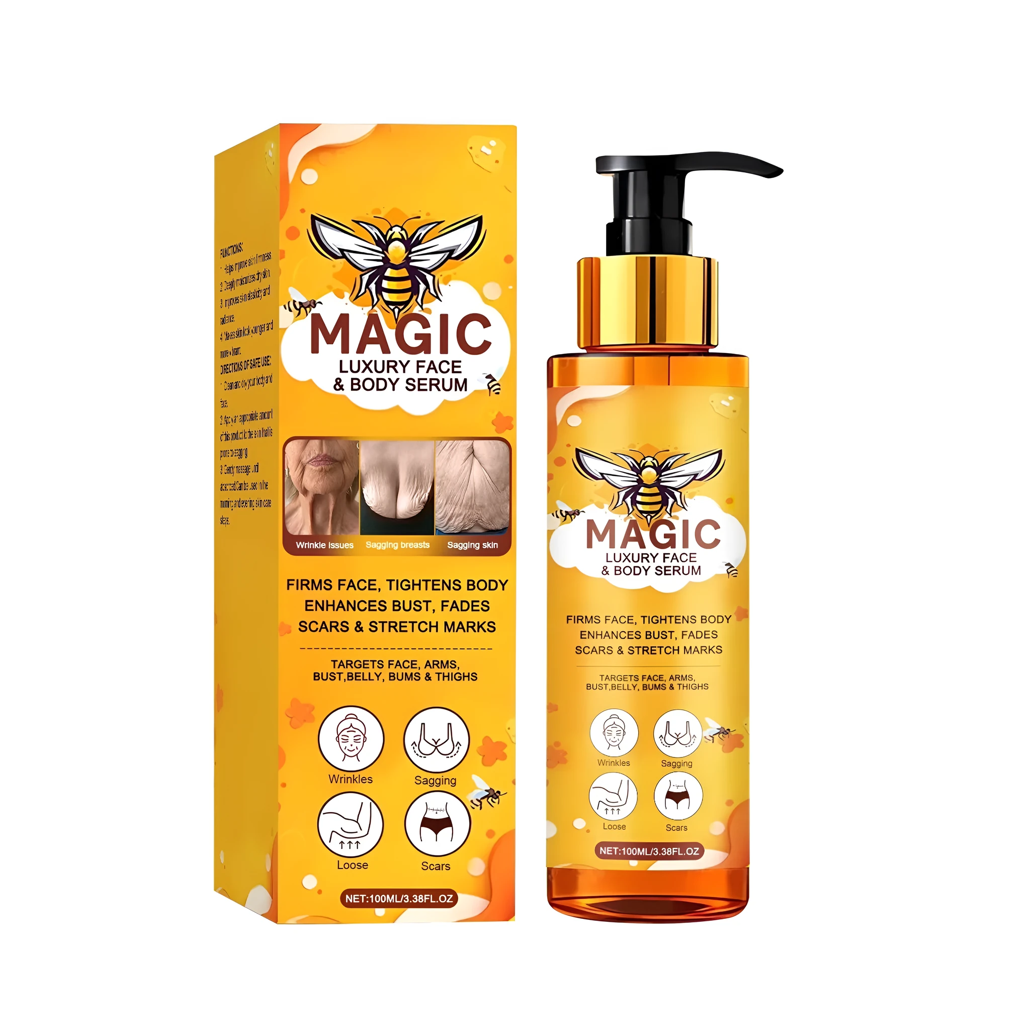 Tightening light texture liquid 100ml with bee venom and hyaluronic acid for facial skin