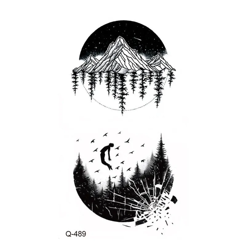 Water transfer tattoo sticker set with pattern options Q481 to Q520, 105x60mm size, decorative body art