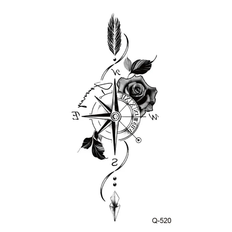Water transfer tattoo sticker set with pattern options Q481 to Q520, 105x60mm size, decorative body art