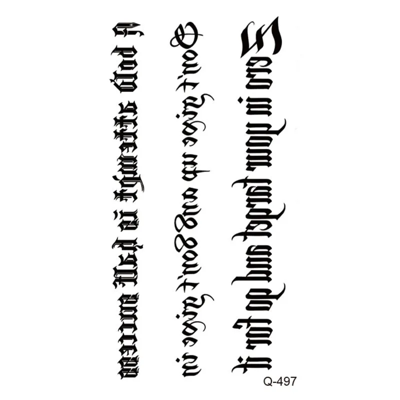 Water transfer tattoo sticker set with pattern options Q481 to Q520, 105x60mm size, decorative body art
