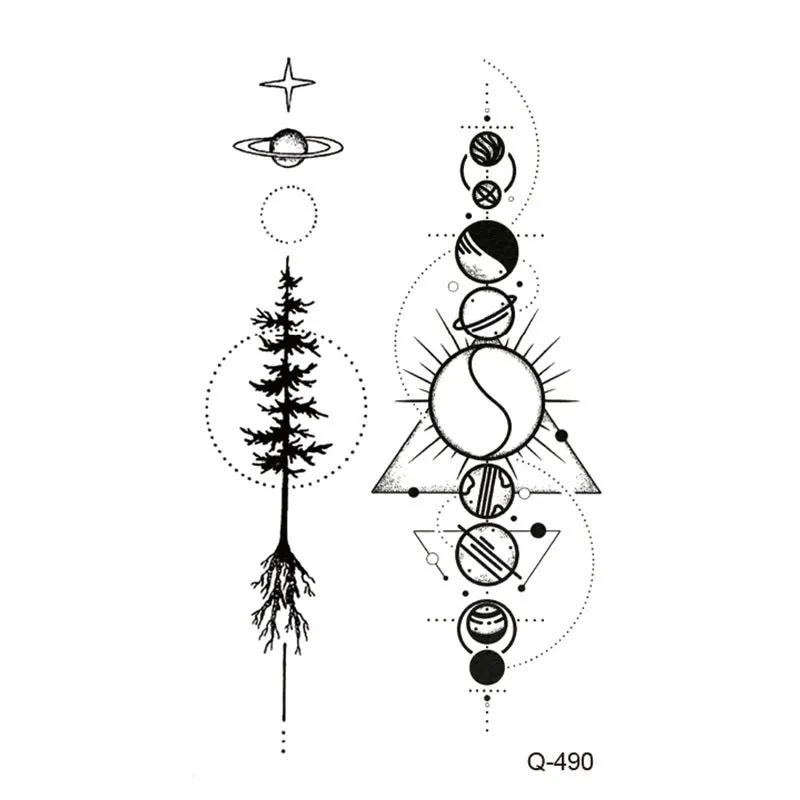 Water transfer tattoo sticker set with pattern options Q481 to Q520, 105x60mm size, decorative body art