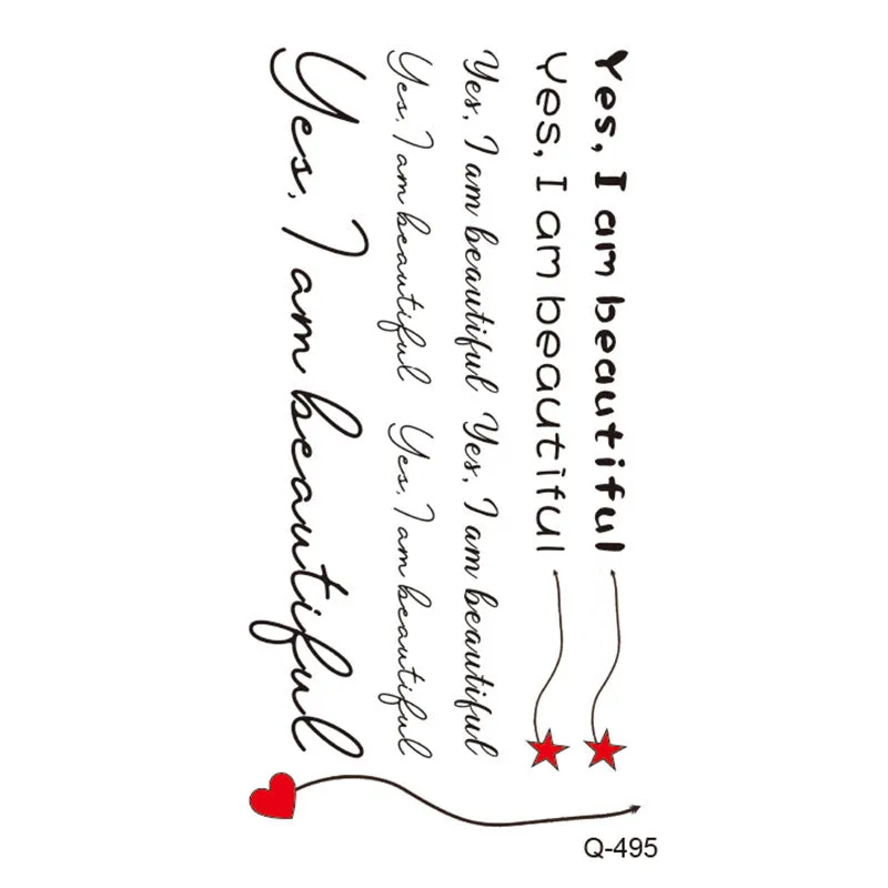 Water transfer tattoo sticker set with pattern options Q481 to Q520, 105x60mm size, decorative body art